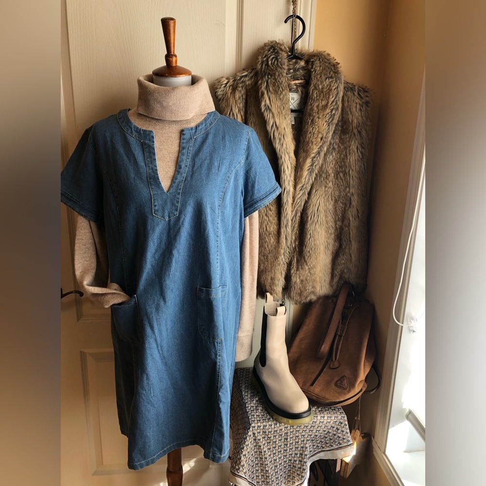 Light tunic style A line / Shift Dress in Blue